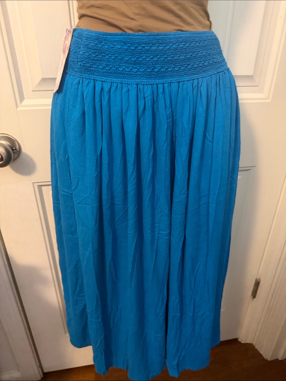 Gypsie Blu Smocked Waist Maxi Skirt in Vibrant Blue